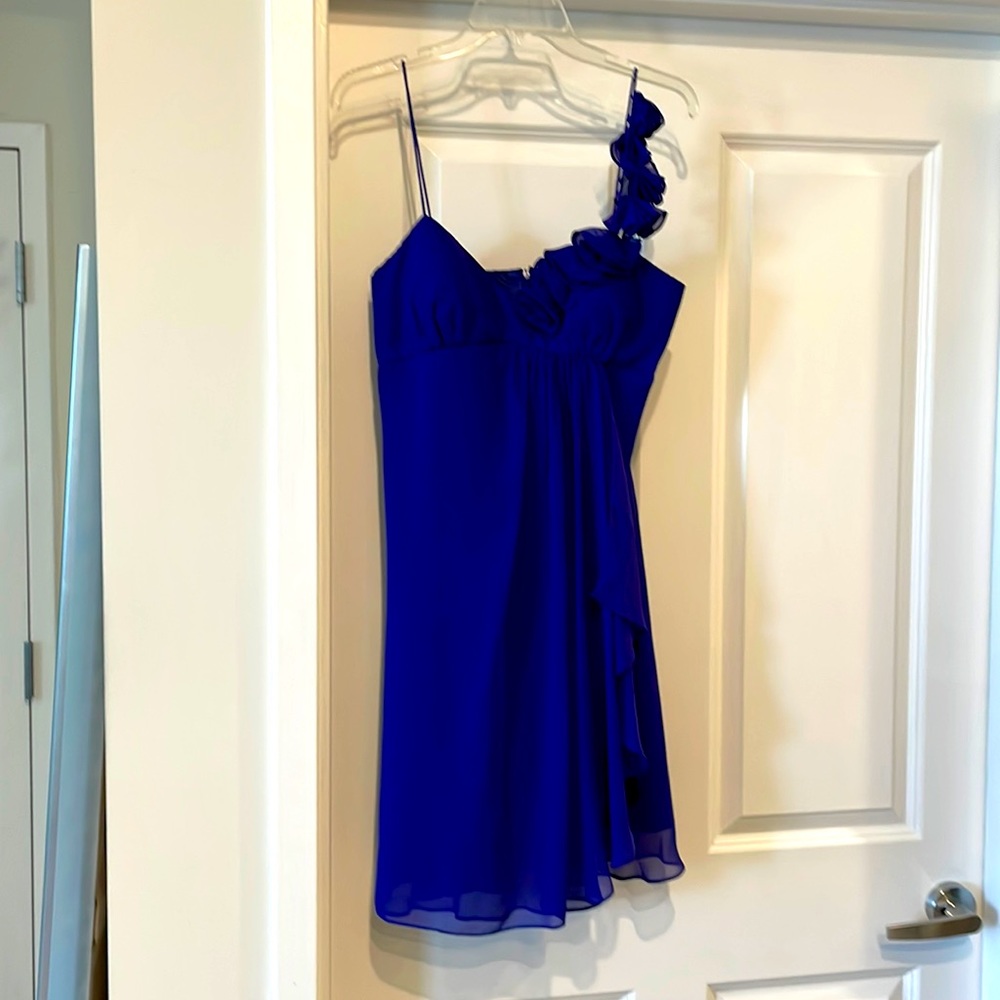 Floral embellished vibrant blue dress